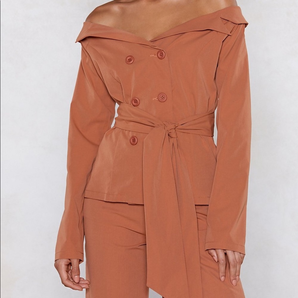 Nasty Gal Off The Shoulder Blazer Shirt